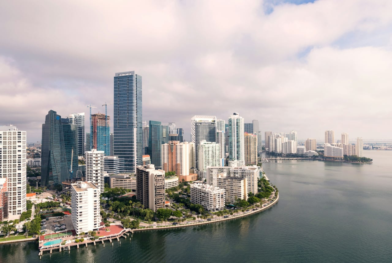 Miami cityscape and bay